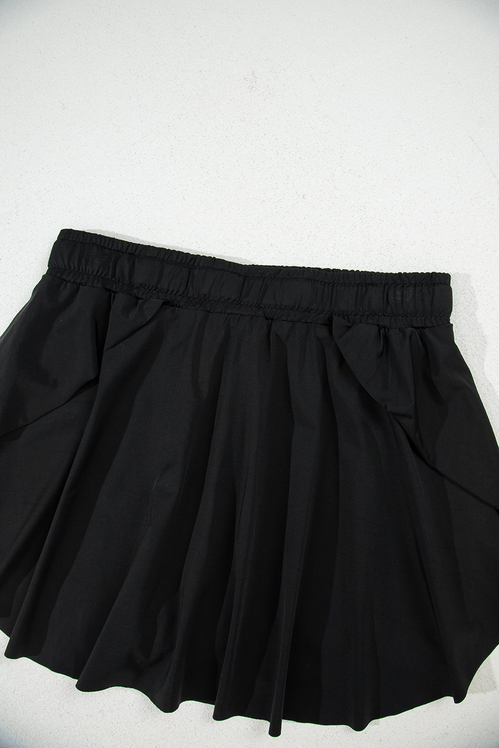 Black Drawstring High Waist Lined Tennis Skort - MAD RUFFI