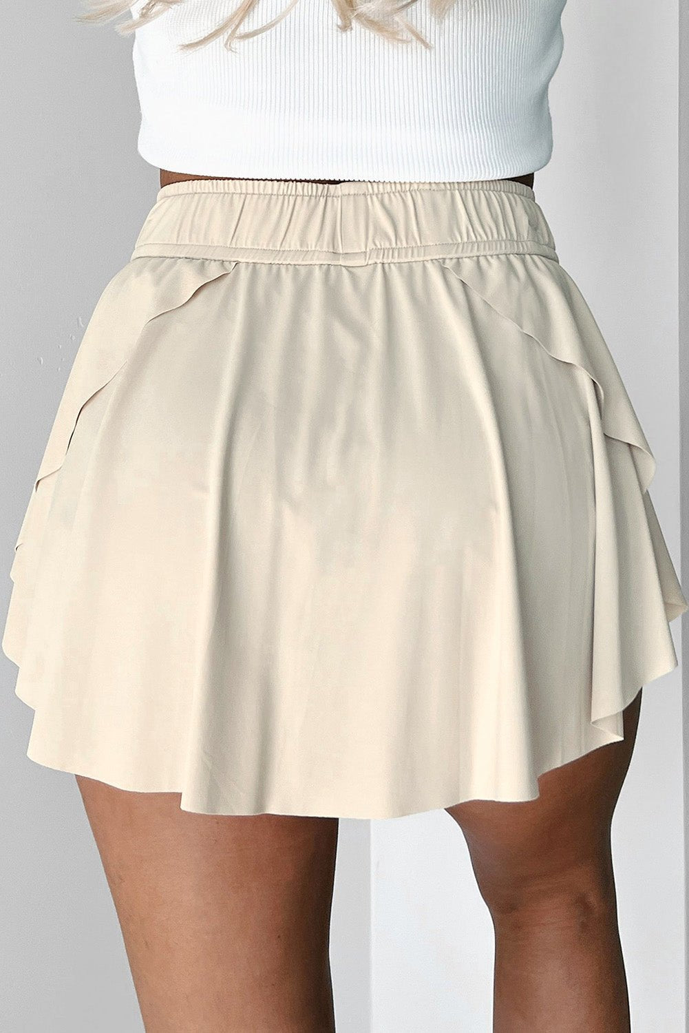 Black Drawstring High Waist Lined Tennis Skort - MAD RUFFI