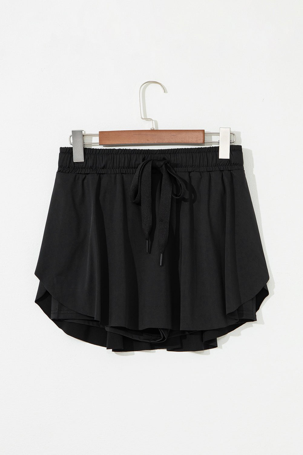 Black Drawstring High Waist Lined Tennis Skort - MAD RUFFI