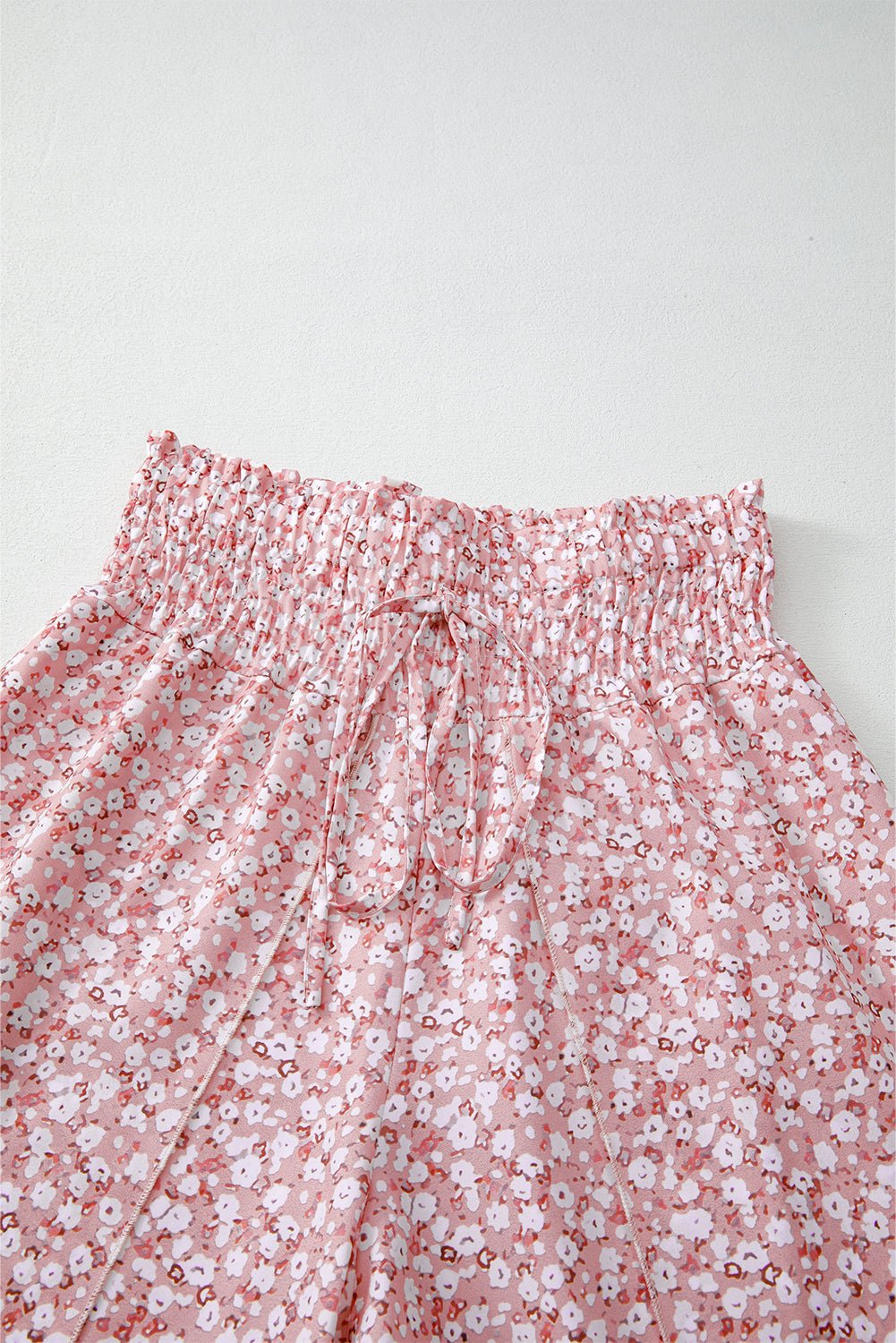 black floral shirred side slit wide leg pants - MAD RUFFI