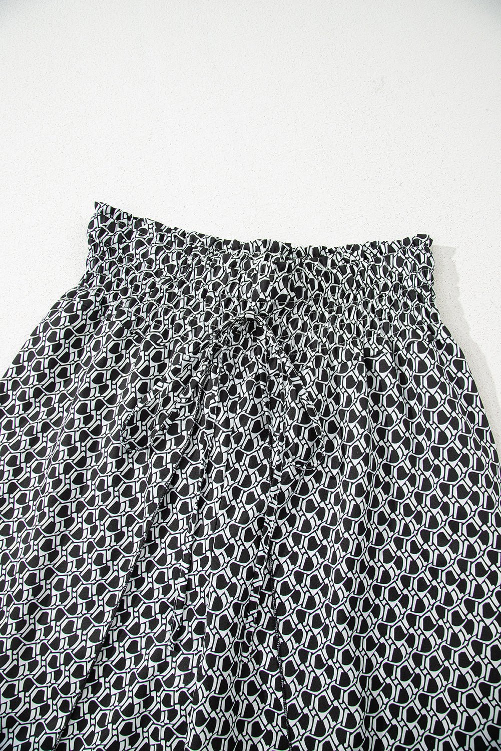 black floral shirred side slit wide leg pants - MAD RUFFI