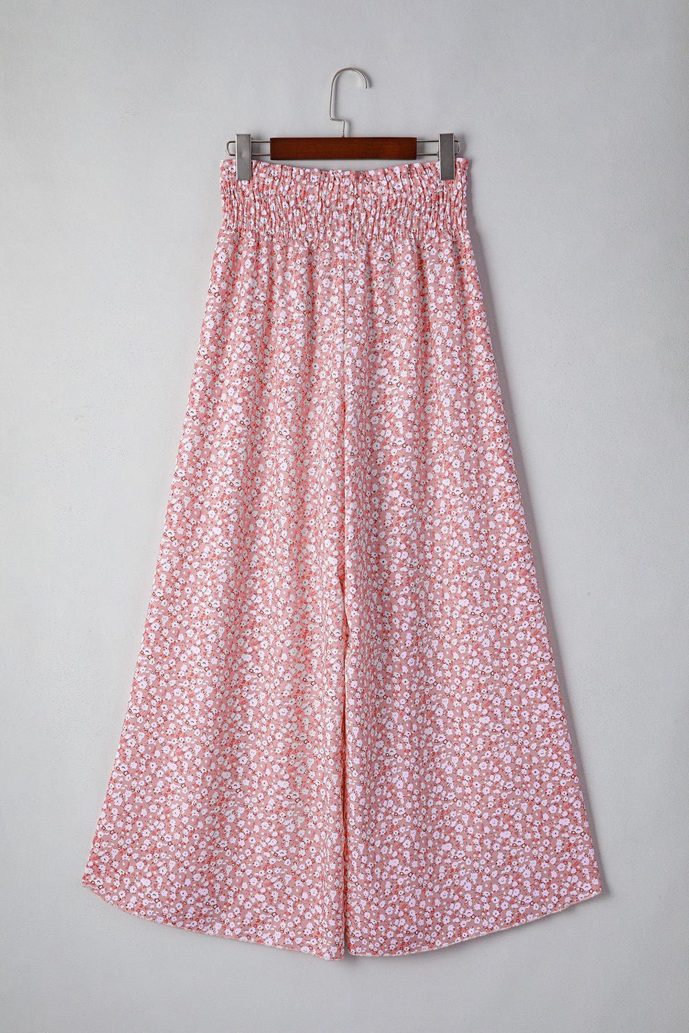 black floral shirred side slit wide leg pants - MAD RUFFI