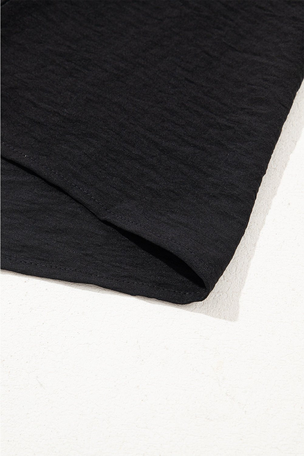 Black Flounce Sleeve Pleated Textured Blouse - MAD RUFFI