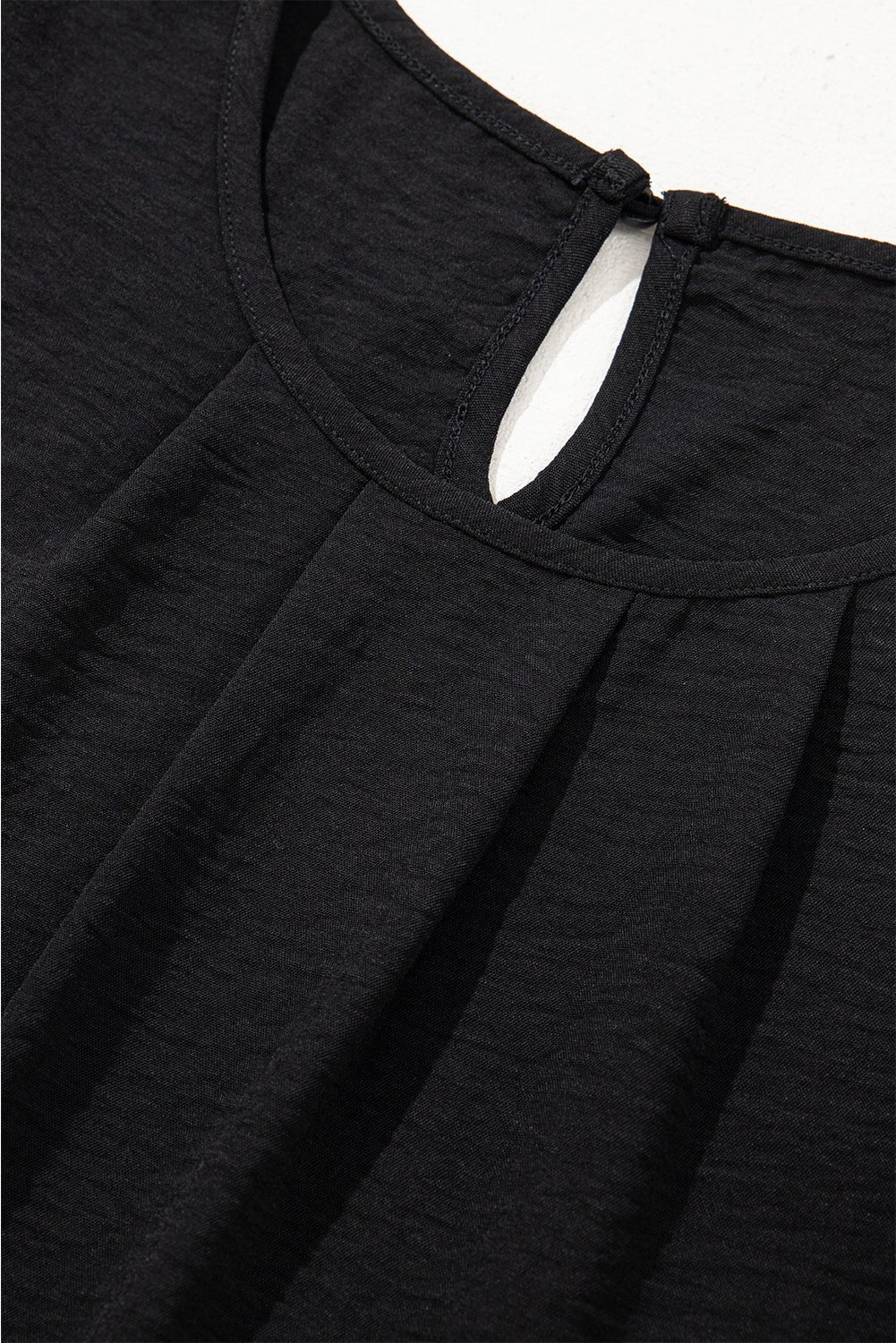 Black Flounce Sleeve Pleated Textured Blouse - MAD RUFFI