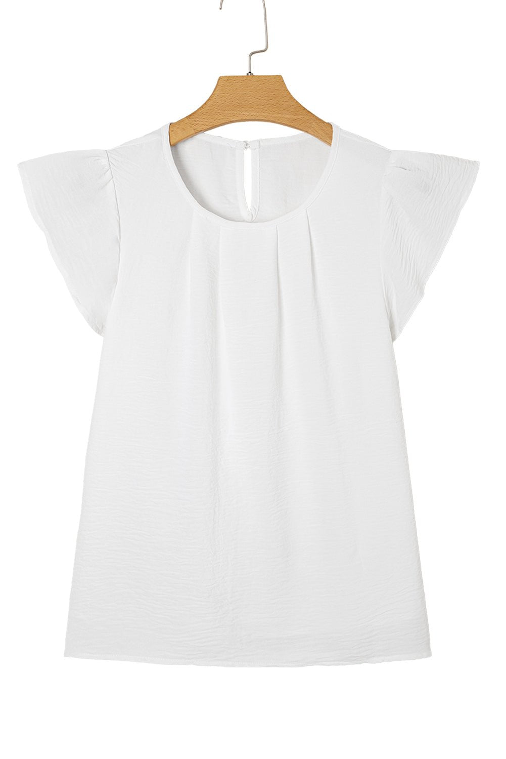 Black Flounce Sleeve Pleated Textured Blouse - MAD RUFFI