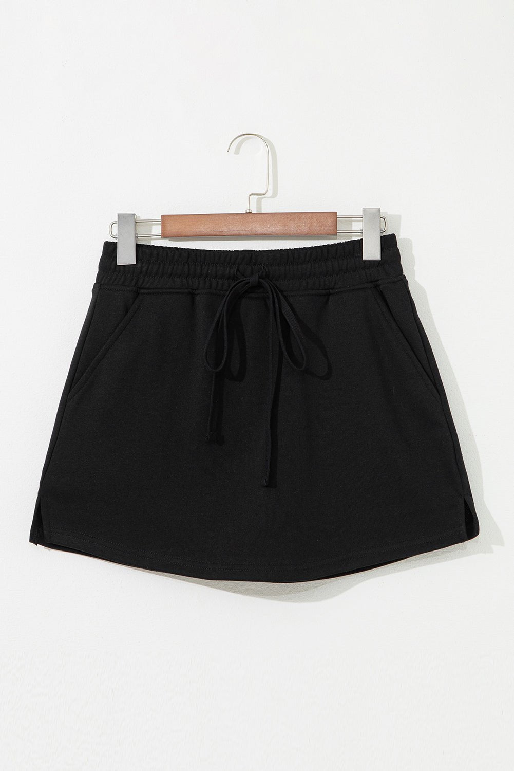 black french terry drawstring mini skort with pockets - MAD RUFFI