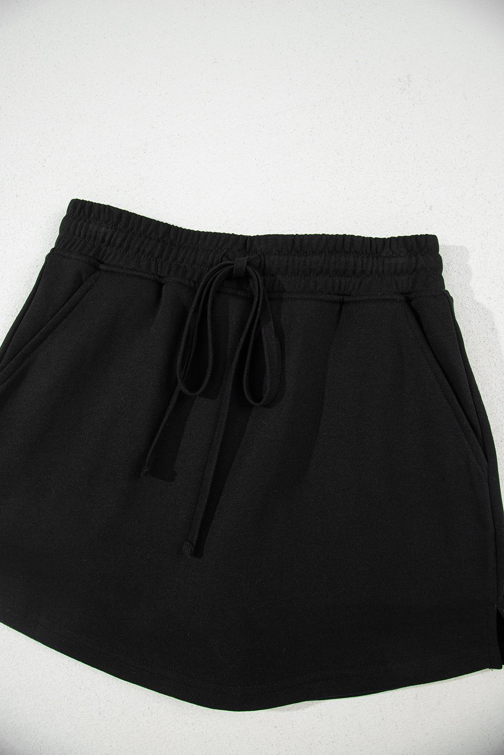 black french terry drawstring mini skort with pockets - MAD RUFFI
