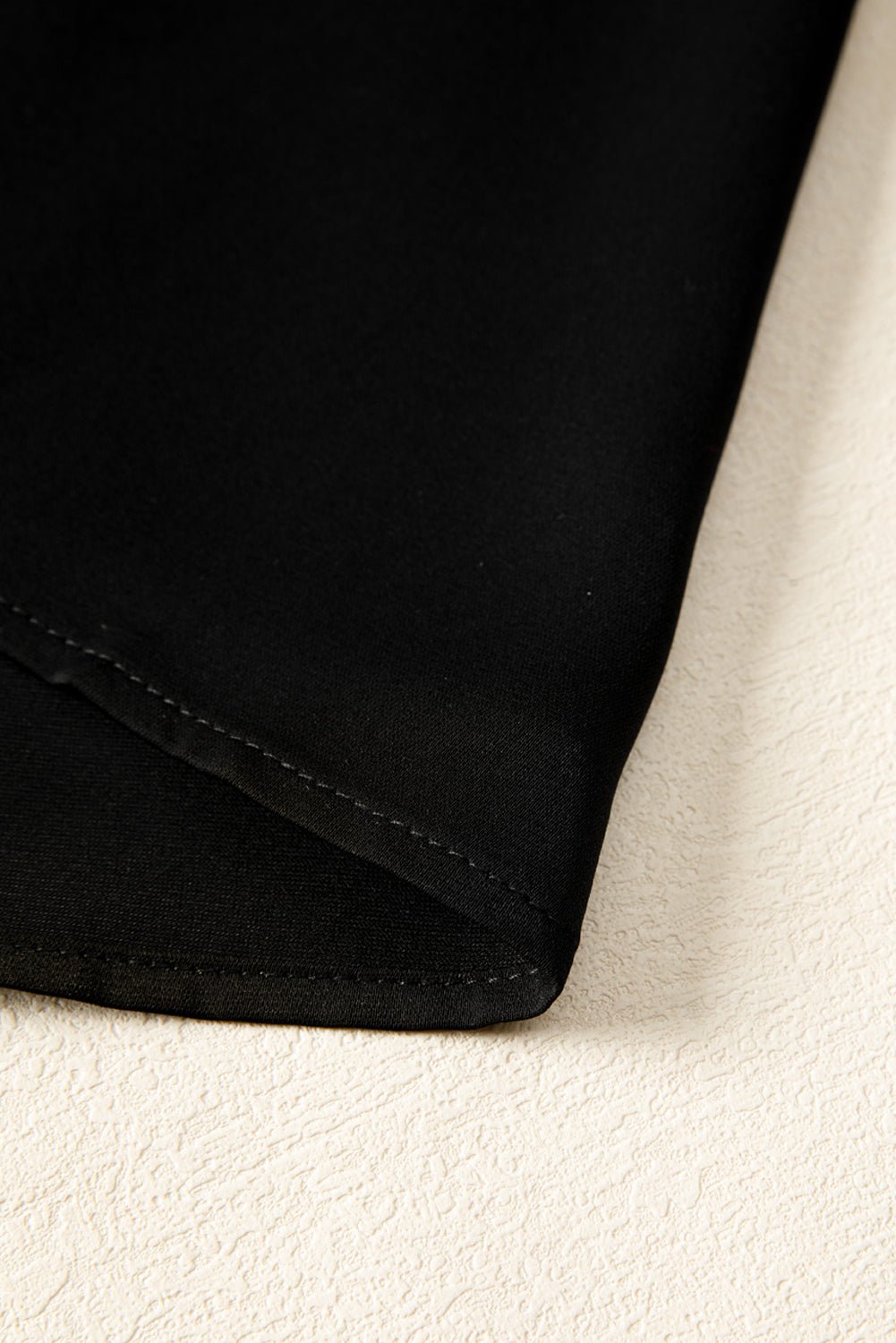 Black Frilled Neck Ribbed Knit Patchwork Long Sleeve Mini Dress - MAD RUFFI