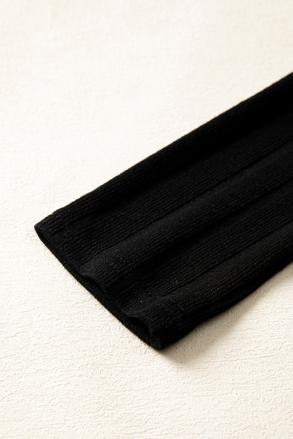 Black Frilled Neck Ribbed Knit Patchwork Long Sleeve Mini Dress - MAD RUFFI