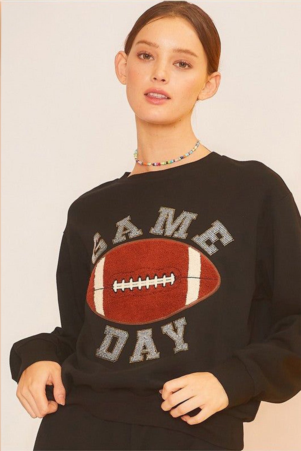 Black GAME DAY Football Graphic Pullover and Shorts Set - MAD RUFFI