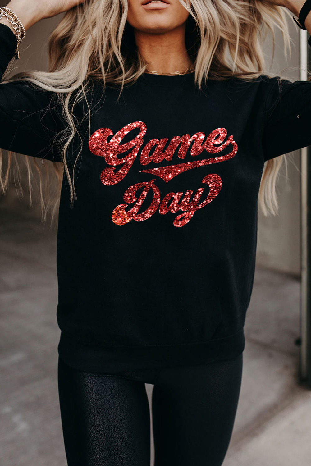 Black Game Day Graphic Pullover Sweatshirt - MAD RUFFI