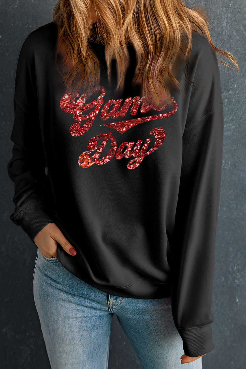 Black Game Day Graphic Pullover Sweatshirt - MAD RUFFI