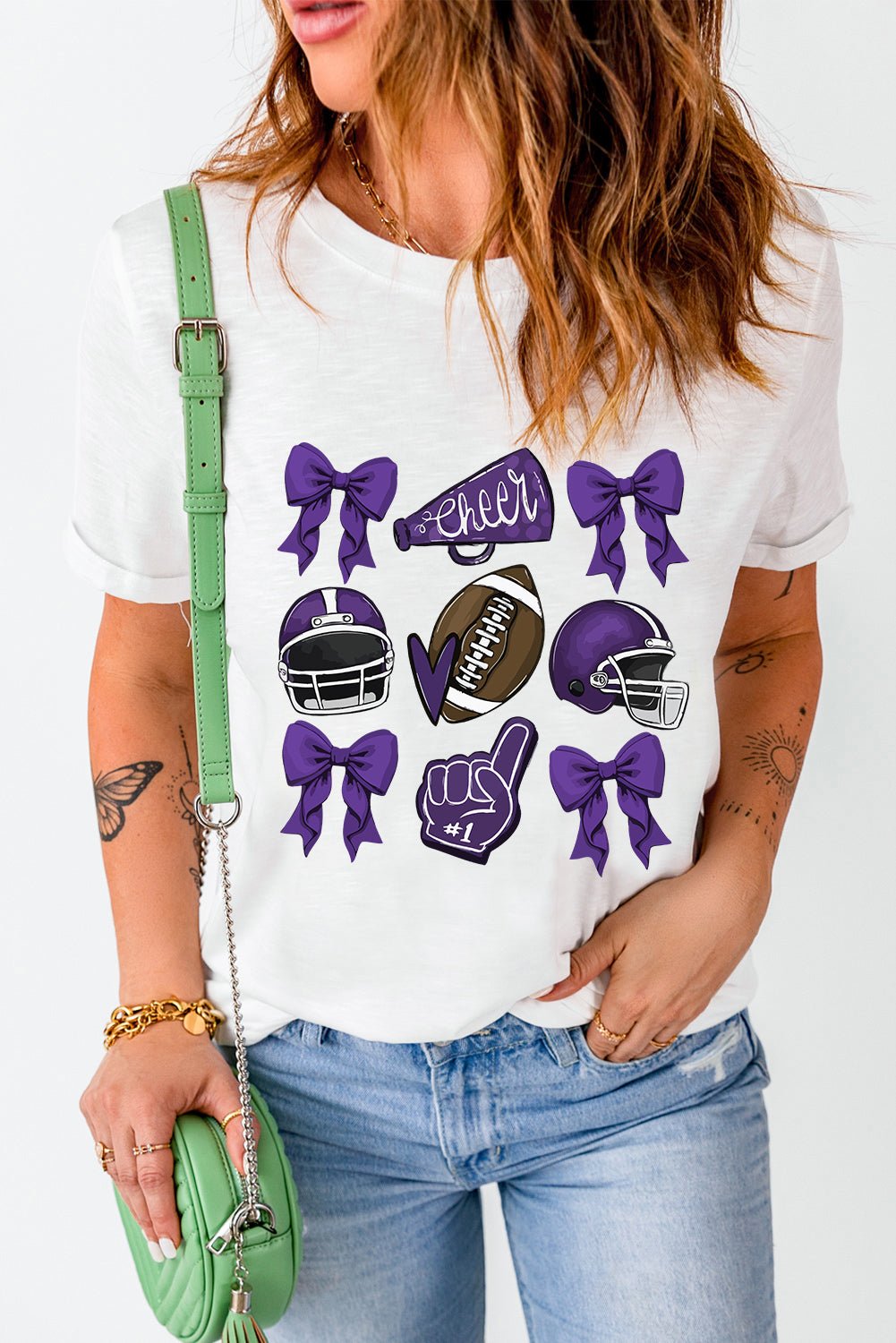 Black Game Day Rugby Bowknot Graphic Tee - MAD RUFFI