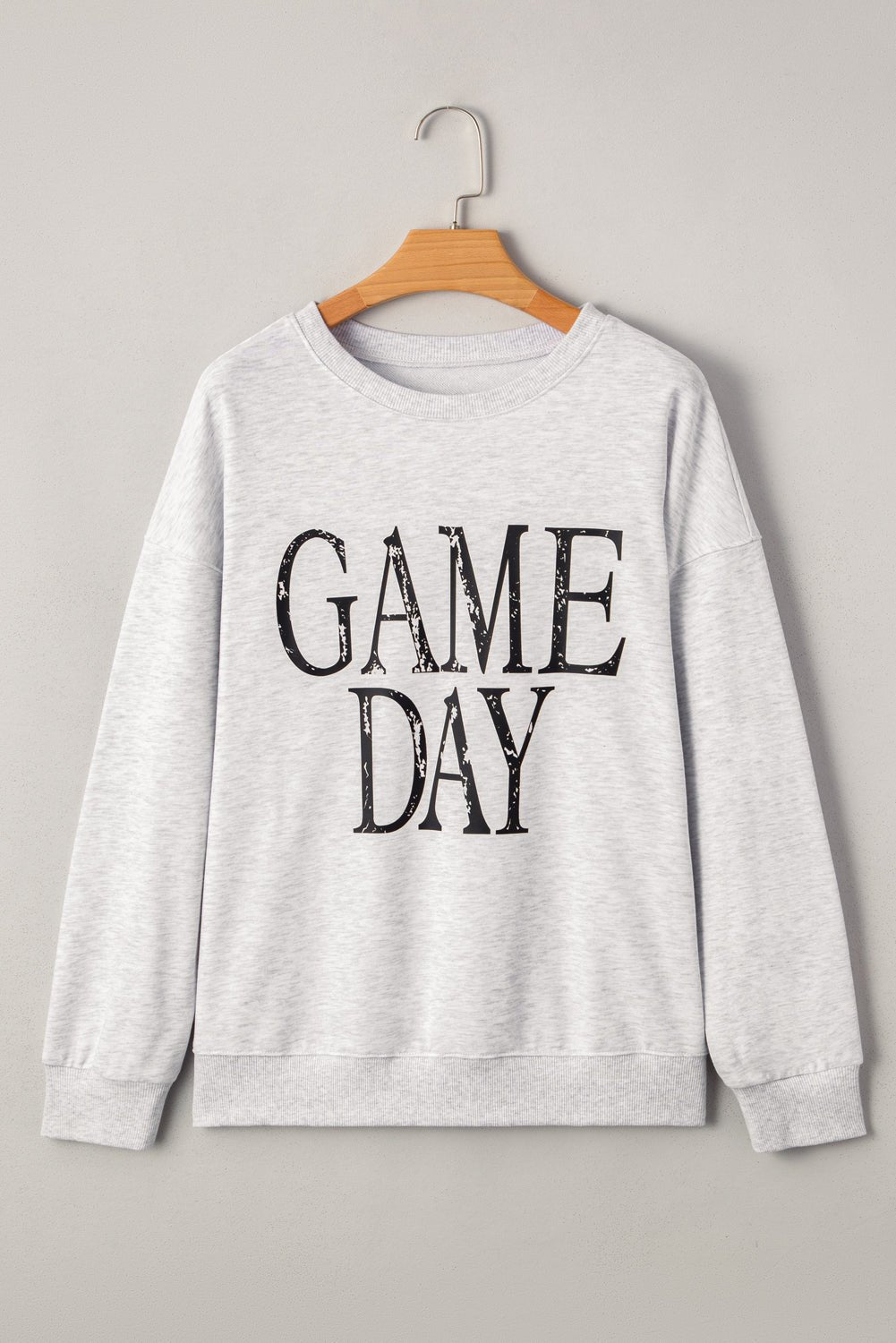 Black GAME DAY Vintage Washed Letter Graphic Baggy Sweatshirt - MAD RUFFI
