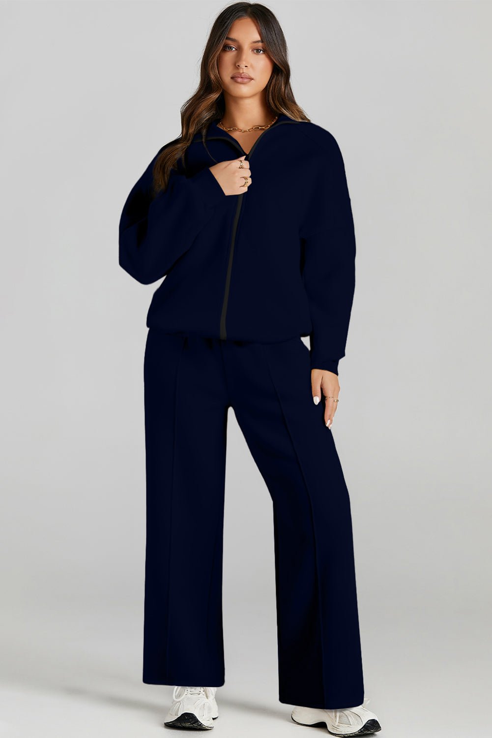 Black Half Zip Sweatshirt and Pants Set - MAD RUFFI