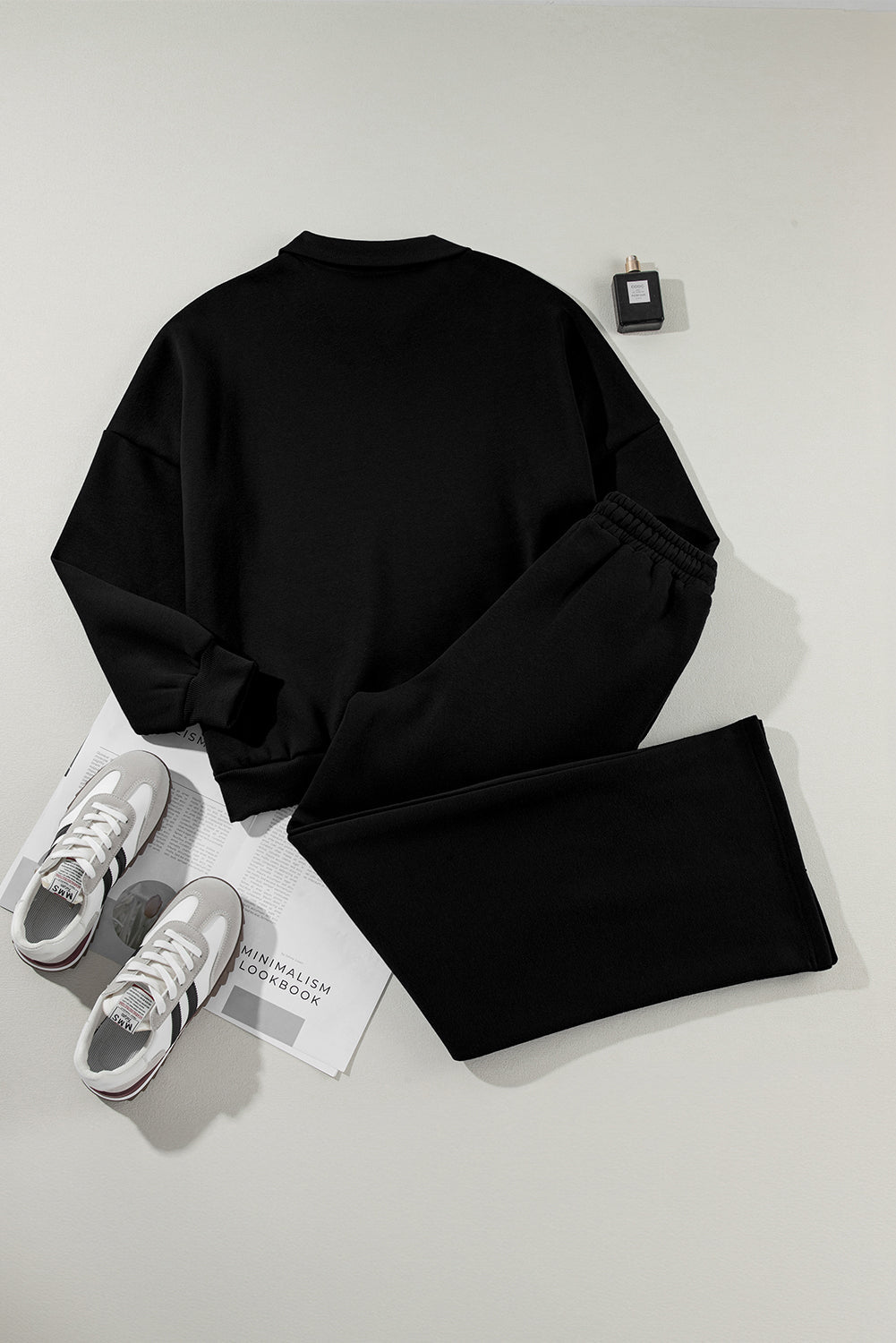 Black Half Zip Sweatshirt and Pants Set - MAD RUFFI