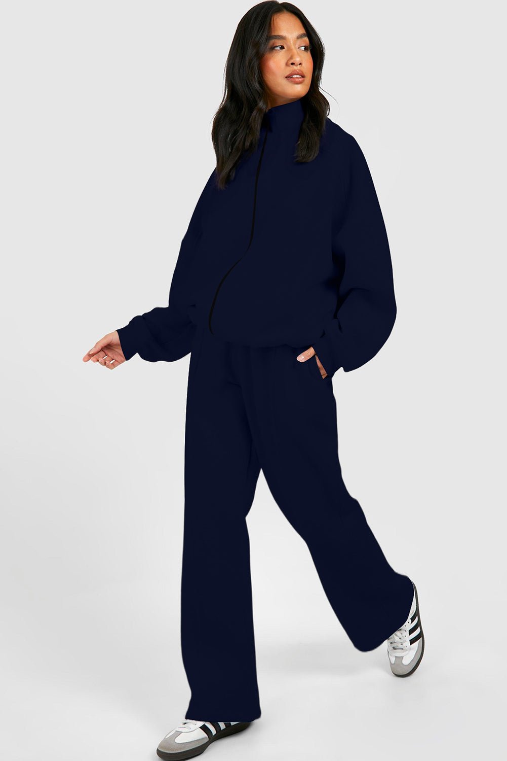 Black Half Zip Sweatshirt and Pants Set - MAD RUFFI