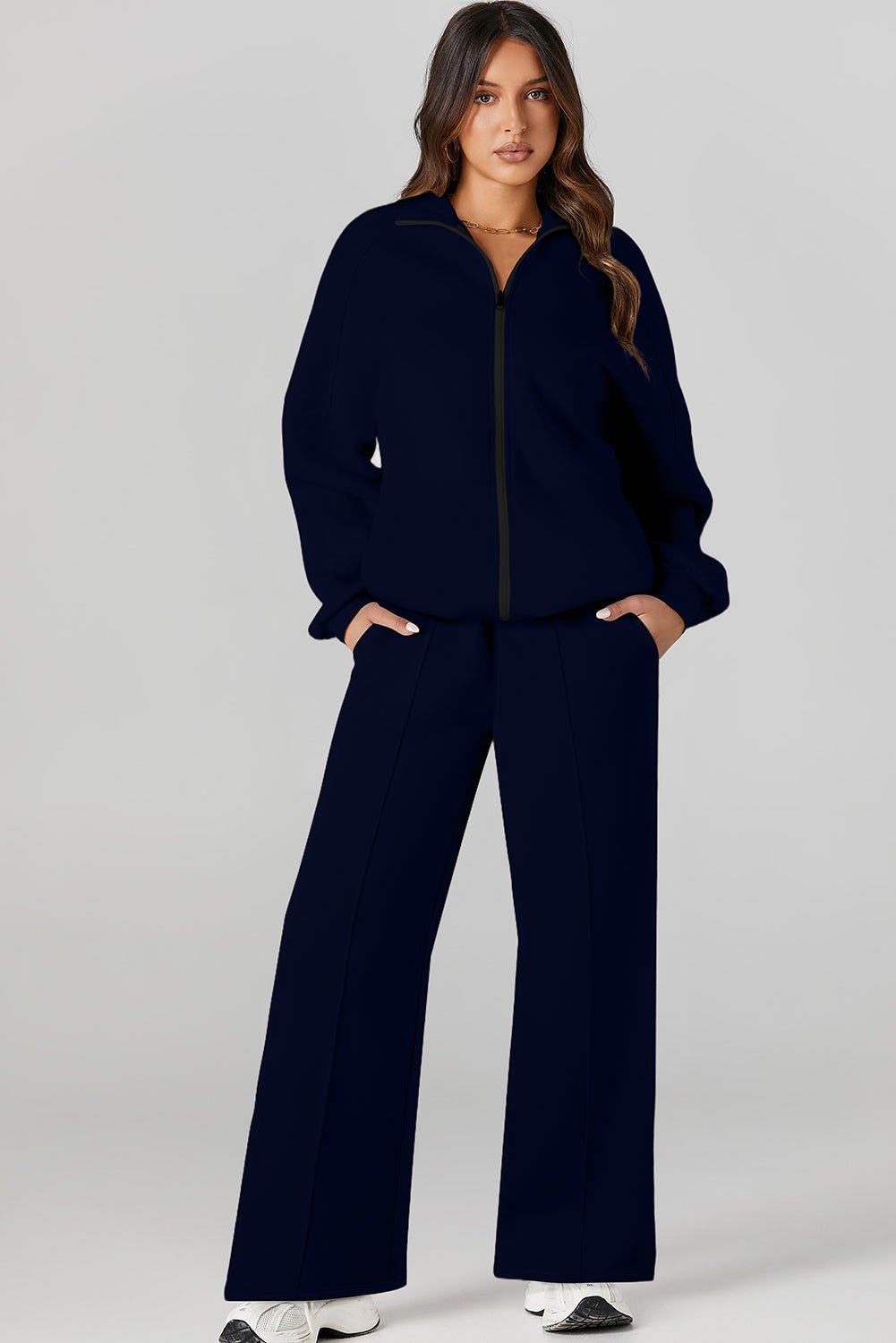 Black Half Zip Sweatshirt and Pants Set - MAD RUFFI