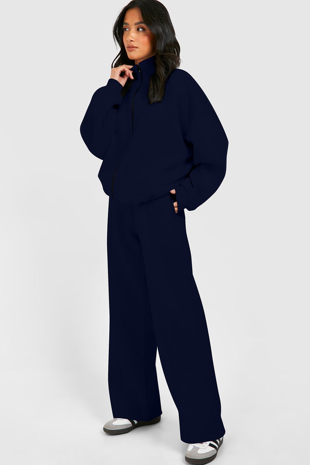 Black Half Zip Sweatshirt and Pants Set - MAD RUFFI