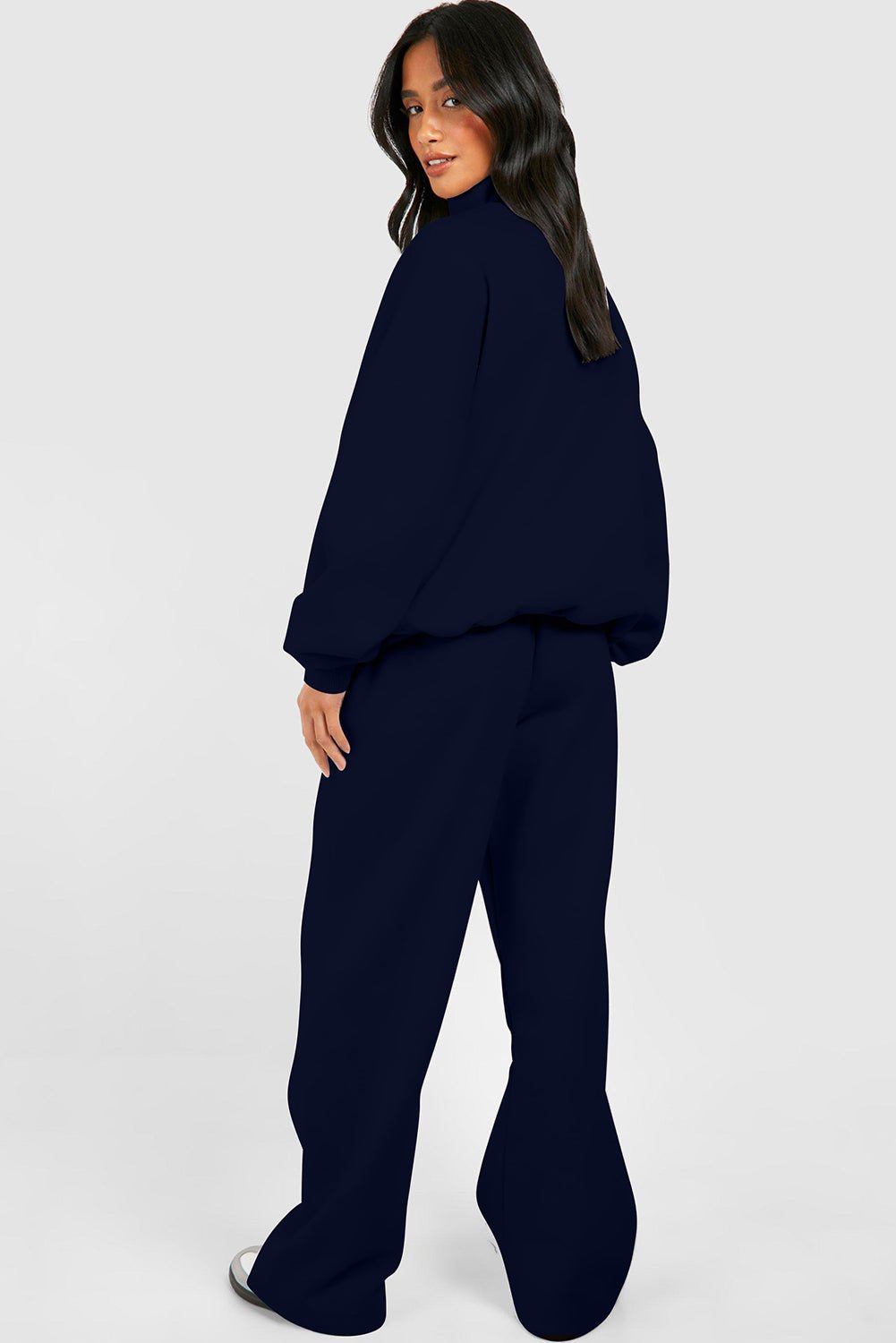 Black Half Zip Sweatshirt and Pants Set - MAD RUFFI