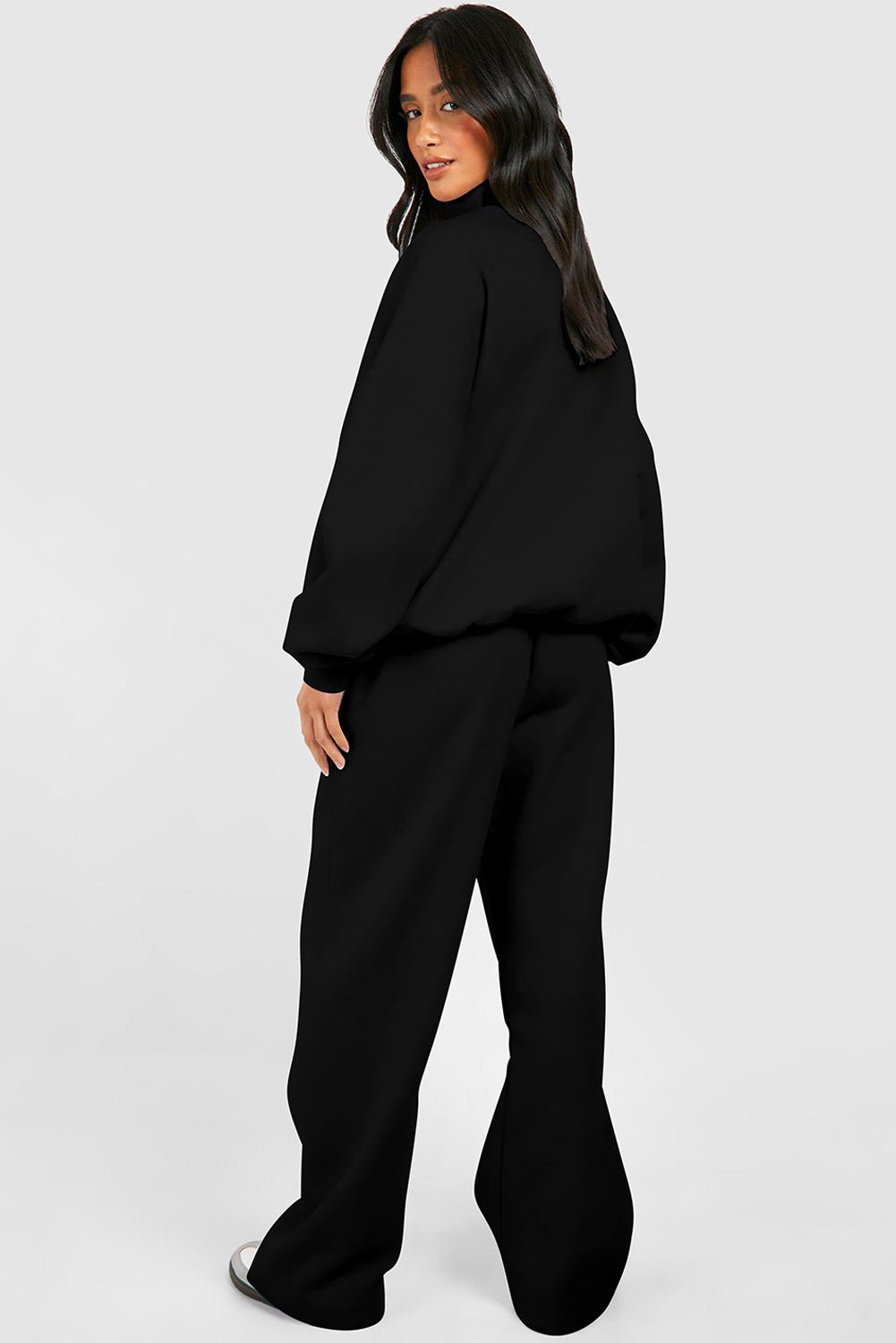 Black Half Zip Sweatshirt and Pants Set - MAD RUFFI