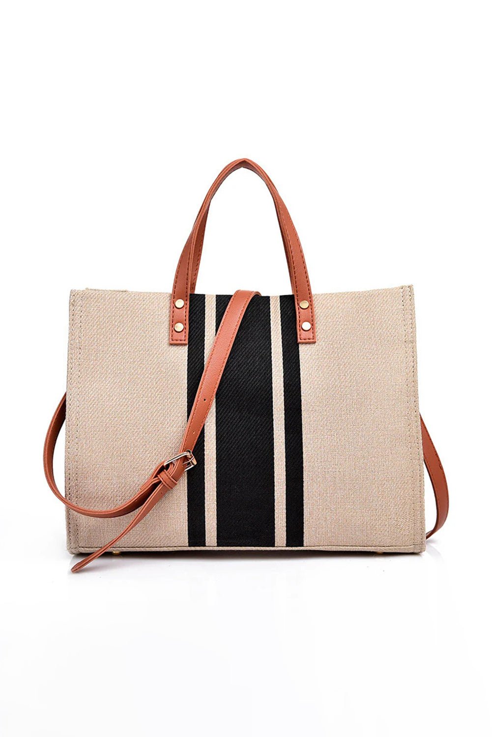 Black Large Striped Shoulder Bag - MAD RUFFI