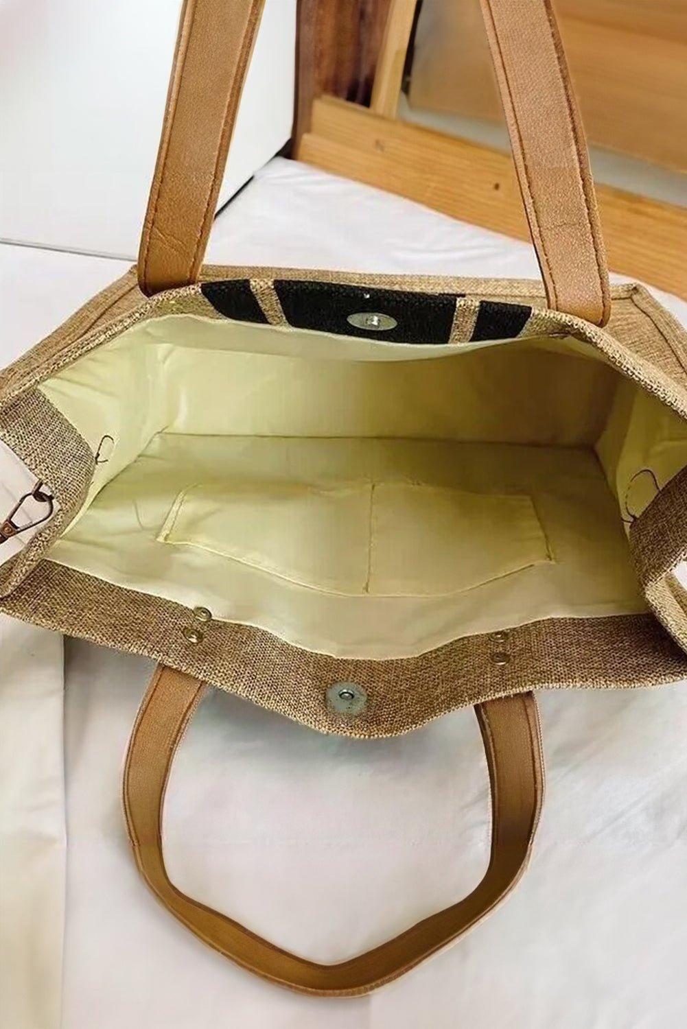 Black Large Striped Shoulder Bag - MAD RUFFI