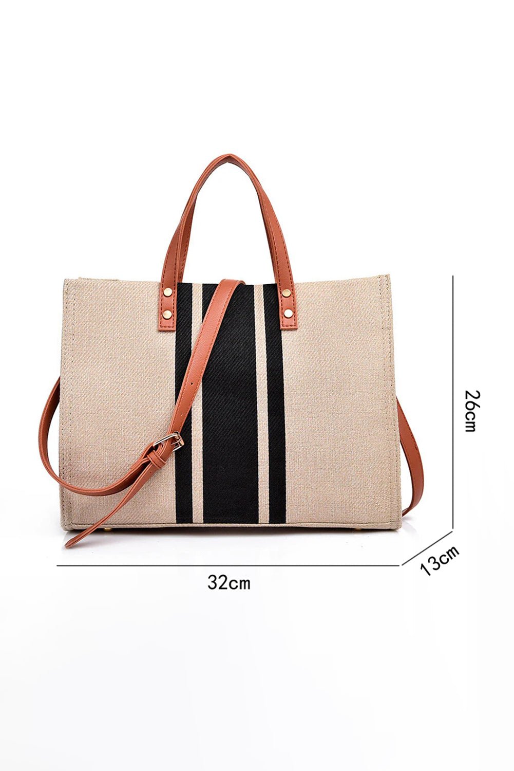 Black Large Striped Shoulder Bag - MAD RUFFI