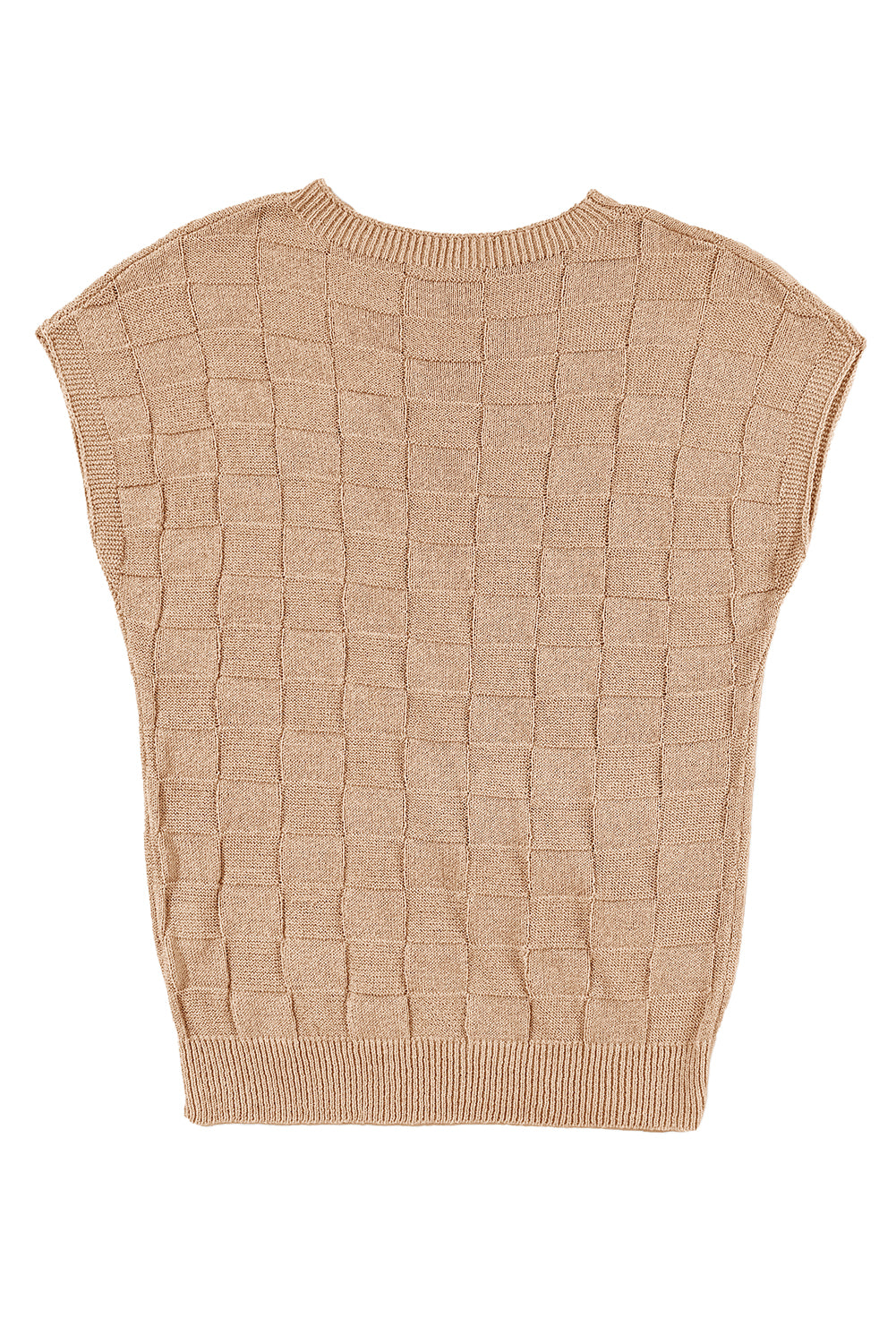 Black Lattice Textured Knit Short Sleeve Baggy Sweater - MAD RUFFI