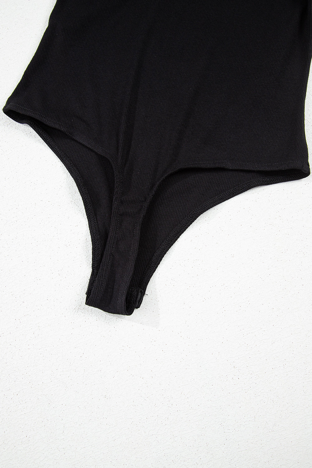 Black Leatherette Ruffle Patchwork Ribbed V Neck Bodysuit - Bodysuit