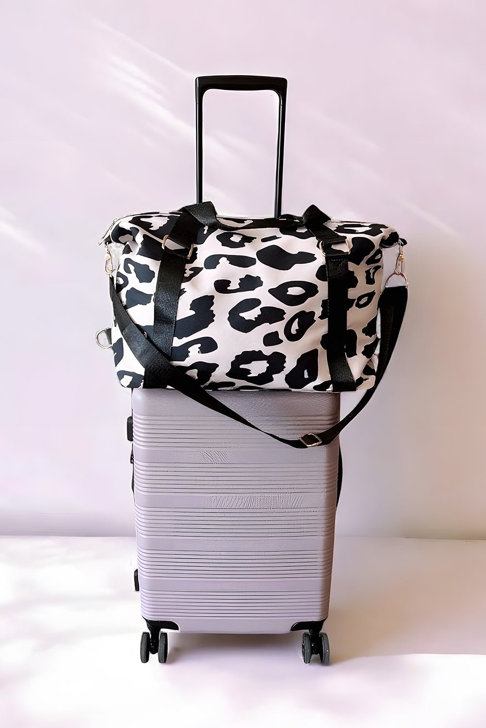Black Leopard Print Luggage Tote Bag - MAD RUFFI