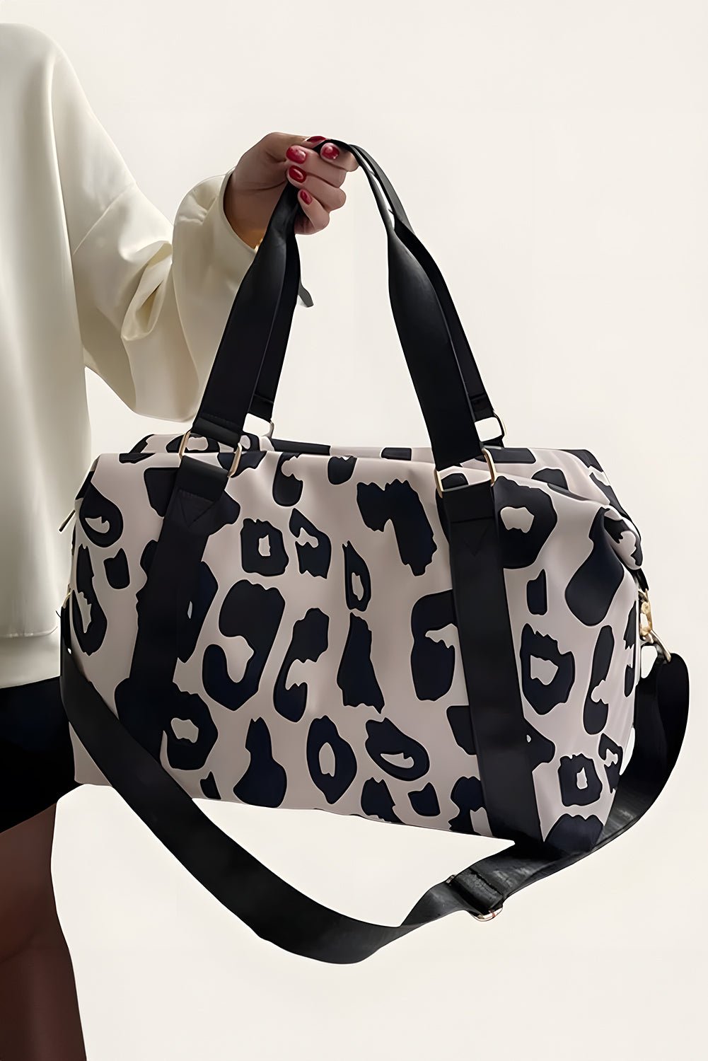 Black Leopard Print Luggage Tote Bag - MAD RUFFI