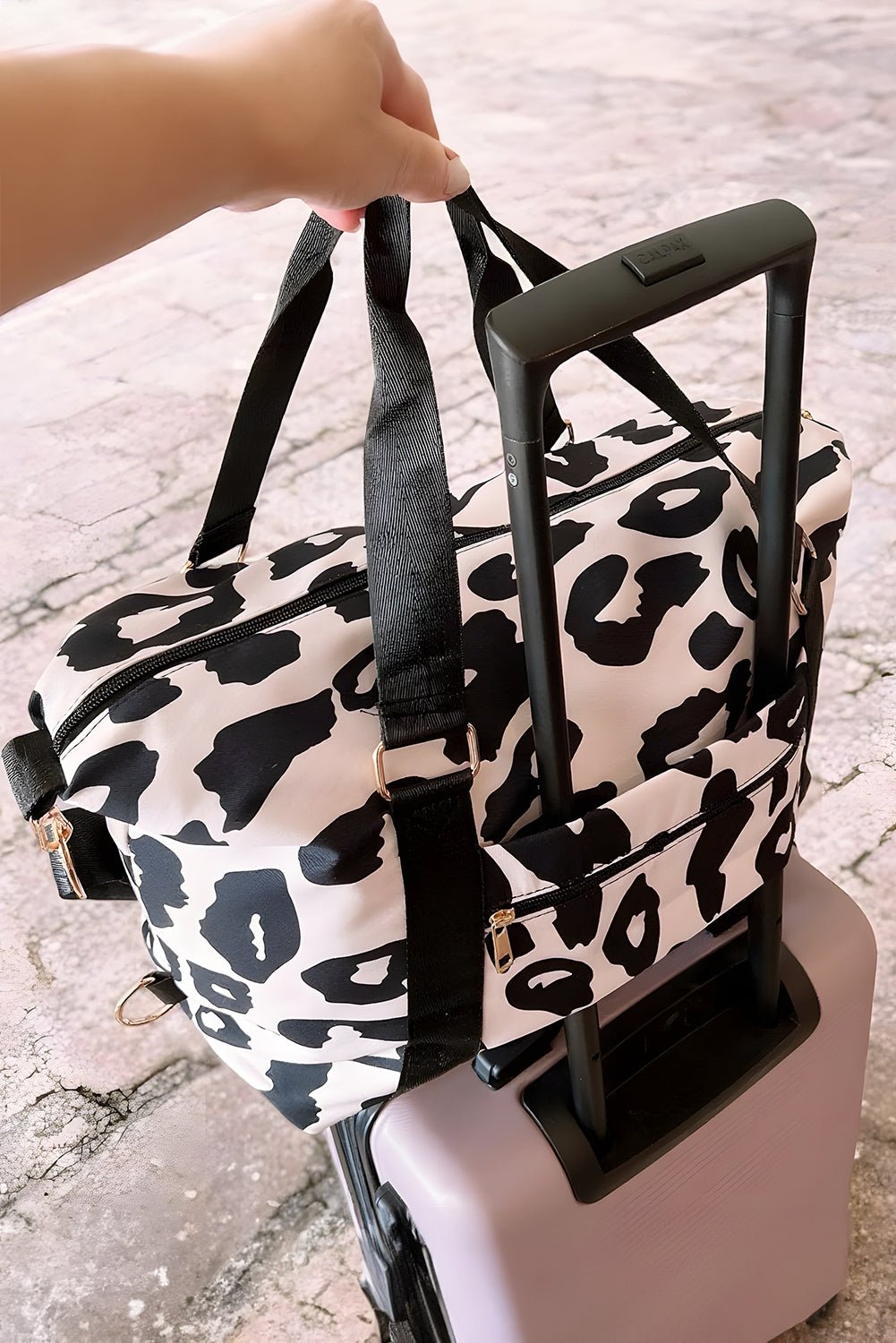Black Leopard Print Luggage Tote Bag - MAD RUFFI
