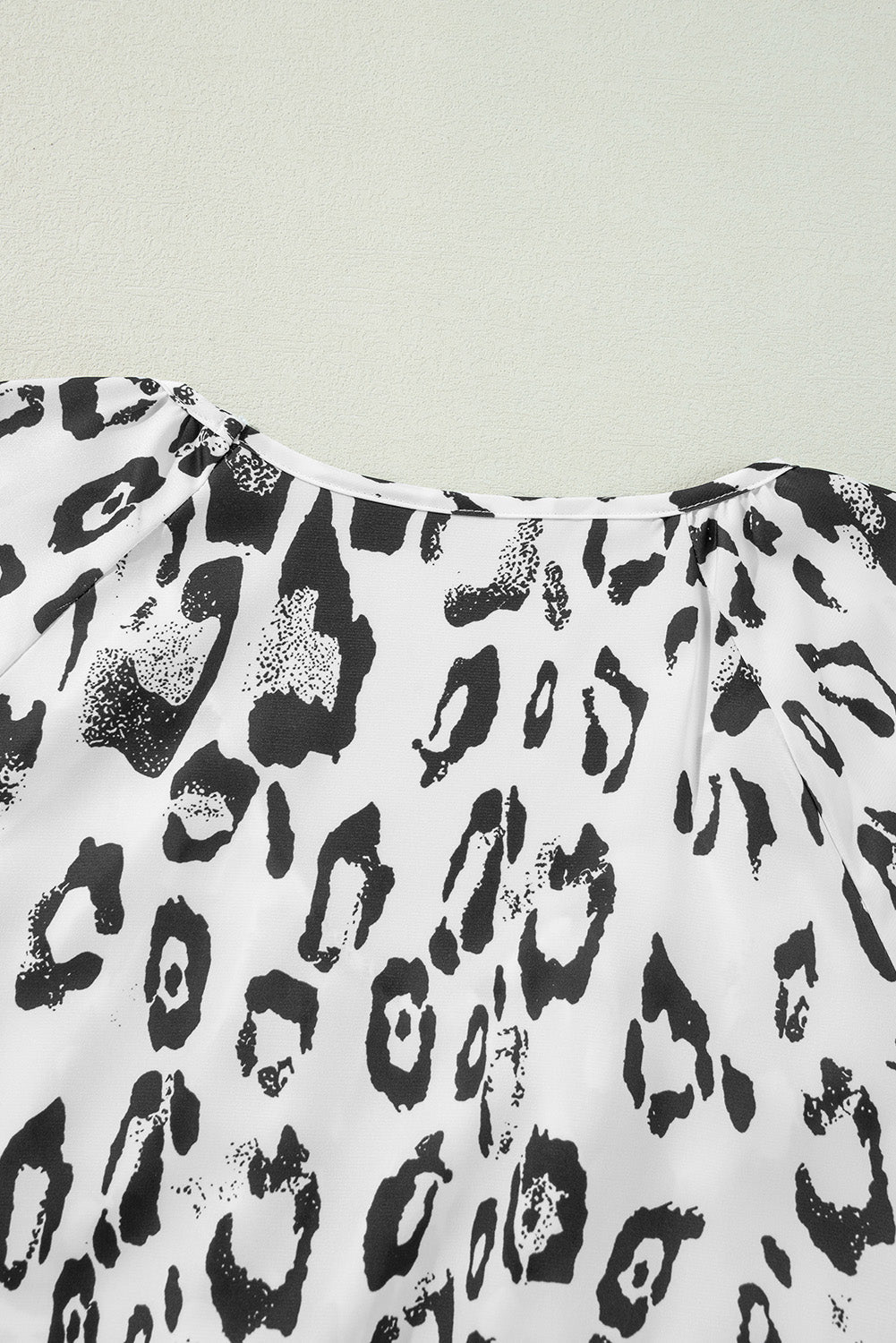 Black Leopard Print V Neck 3/4 Sleeve Blouse - MAD RUFFI