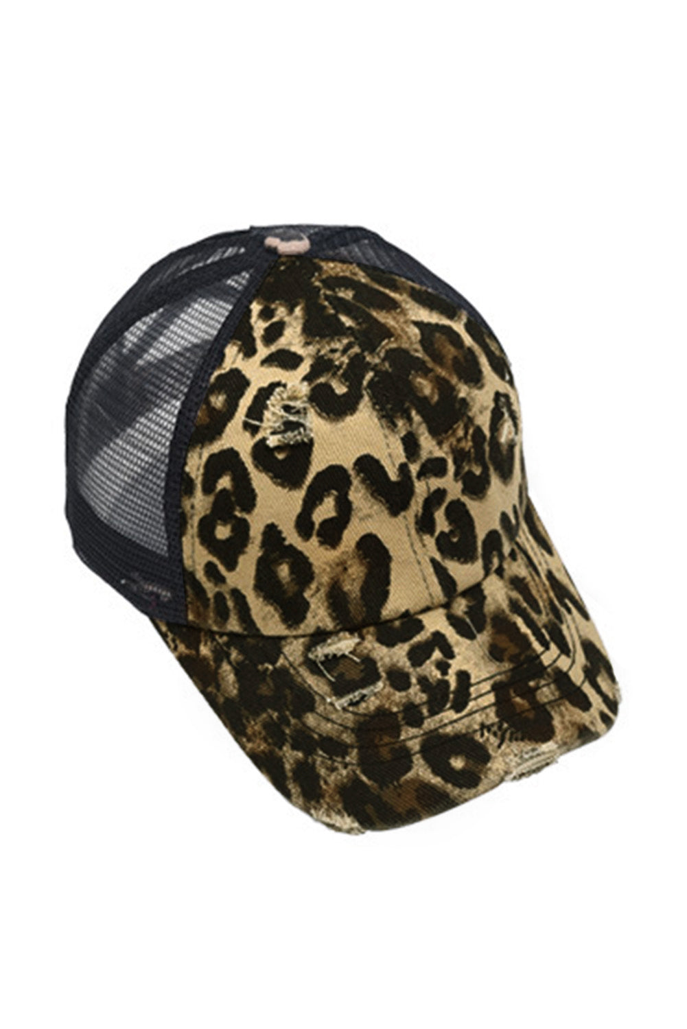 Black Leopard Printed Mesh Splicing Baseball Cap - MAD RUFFI