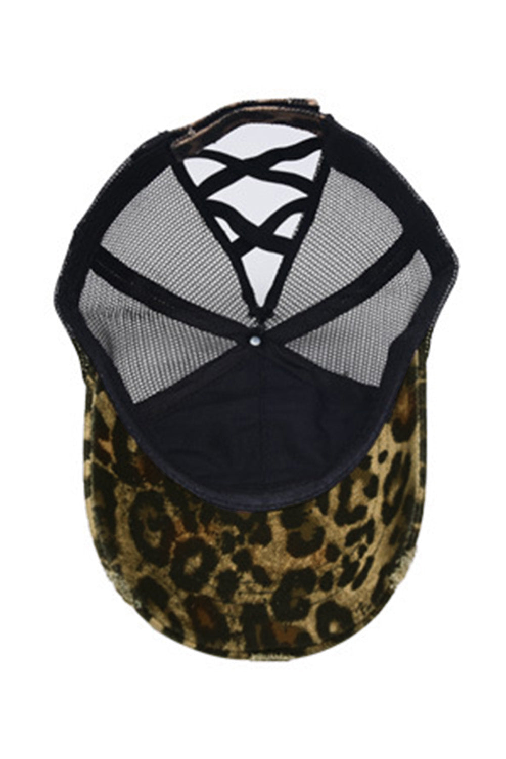 Black Leopard Printed Mesh Splicing Baseball Cap - MAD RUFFI