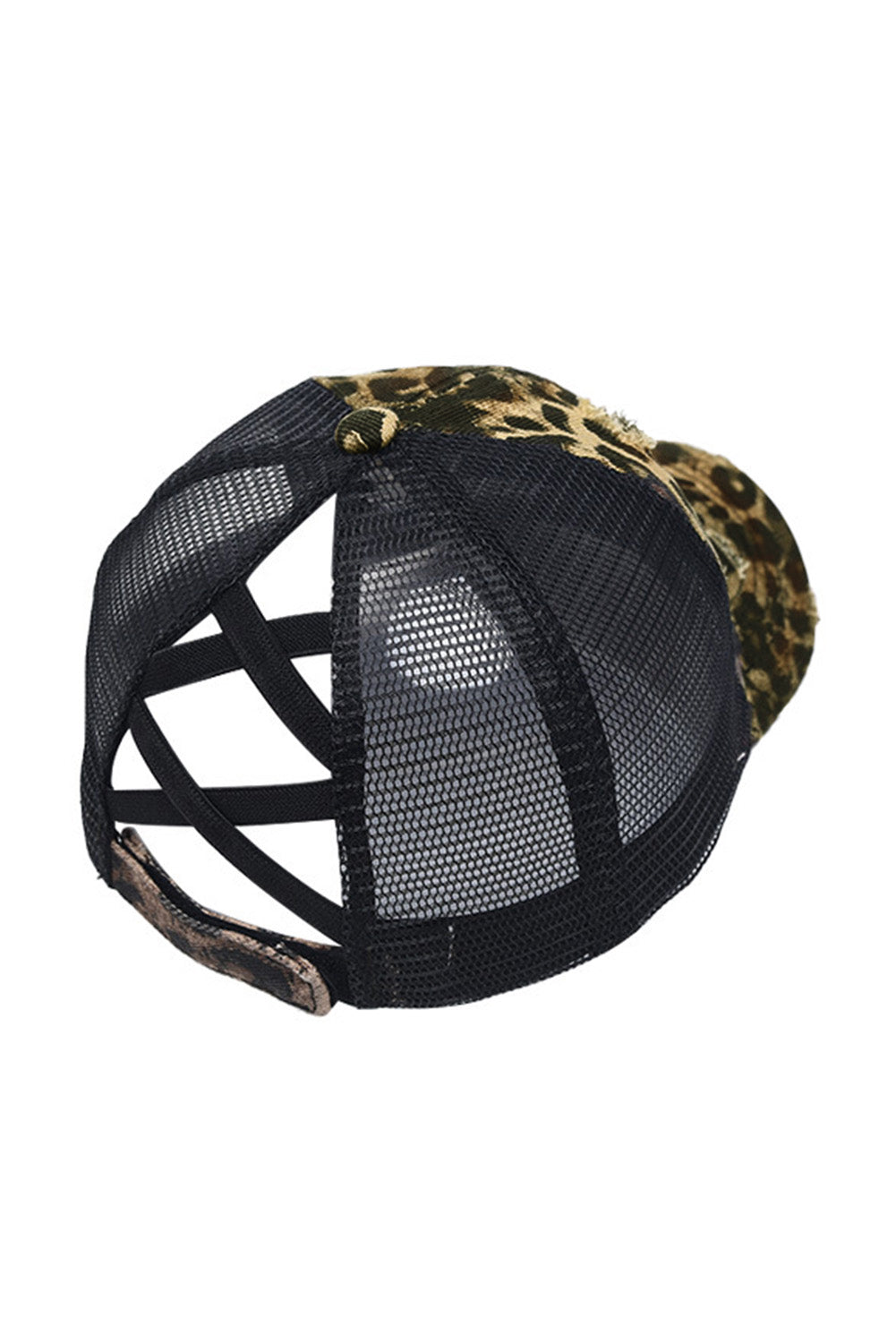 Black Leopard Printed Mesh Splicing Baseball Cap - MAD RUFFI