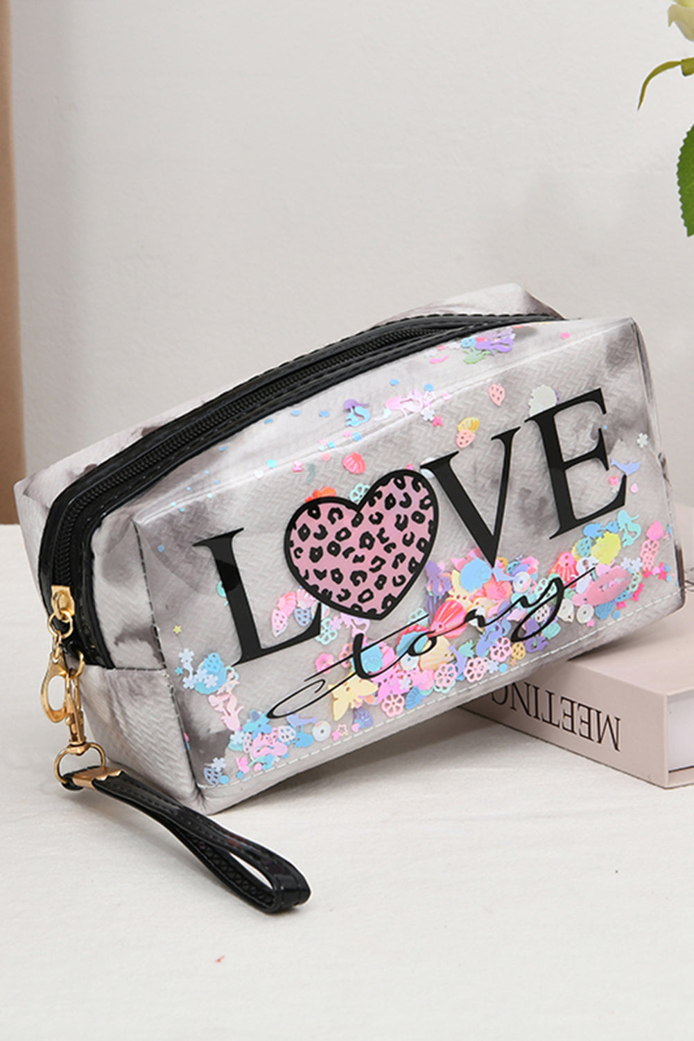 Black LOVE story Zipper Makeup Bag - MAD RUFFI