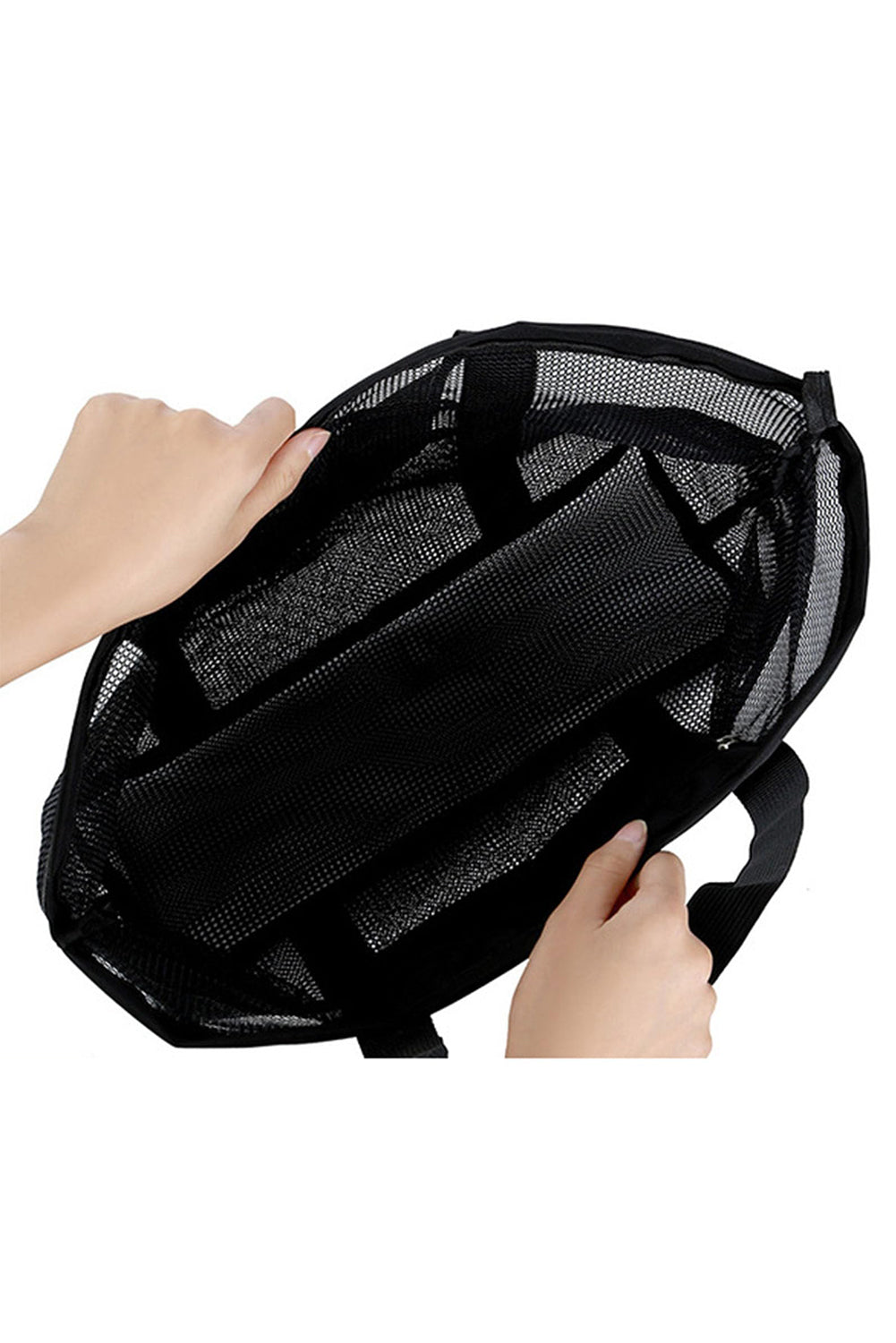 Black Mesh Travel Toiletry Storage Large Capacity Bag - MAD RUFFI