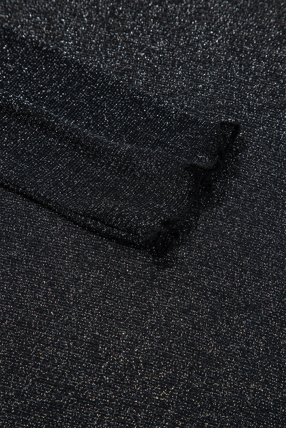 Black Metallic Glitter Mesh Long Sleeve Top - MAD RUFFI