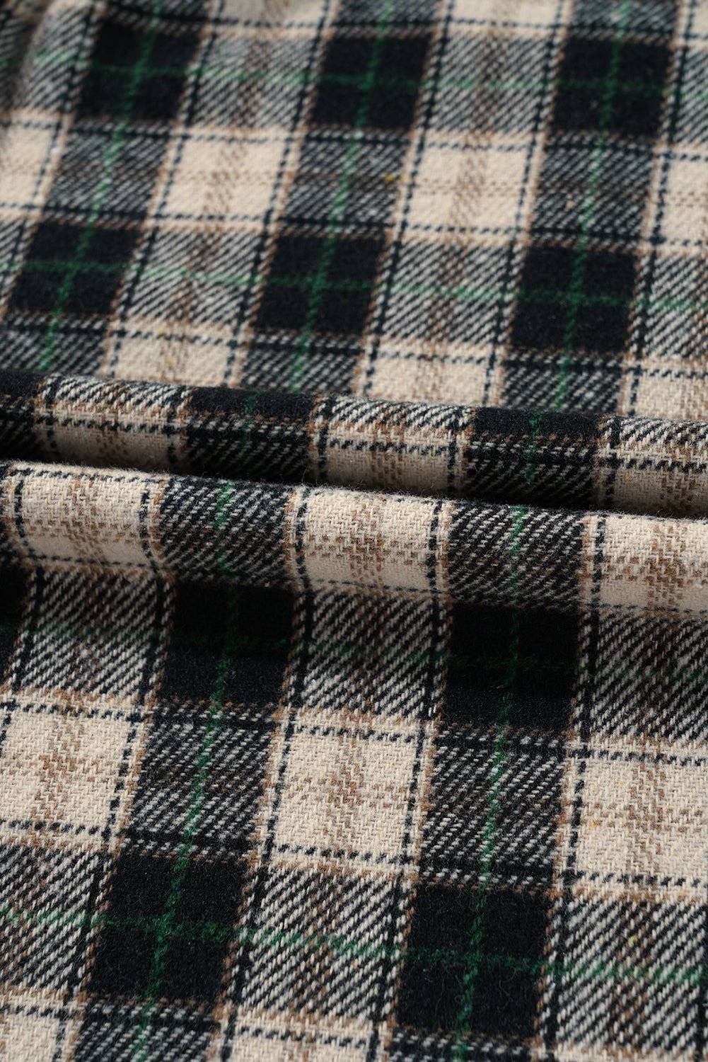 Black Plaid Waffle Patchwork Collared V Neck Plus Size Dress - MAD RUFFI