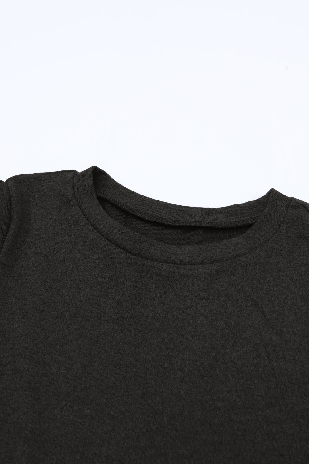 Black Plain Buttoned Puff Long Sleeve Sheath Top - MAD RUFFI