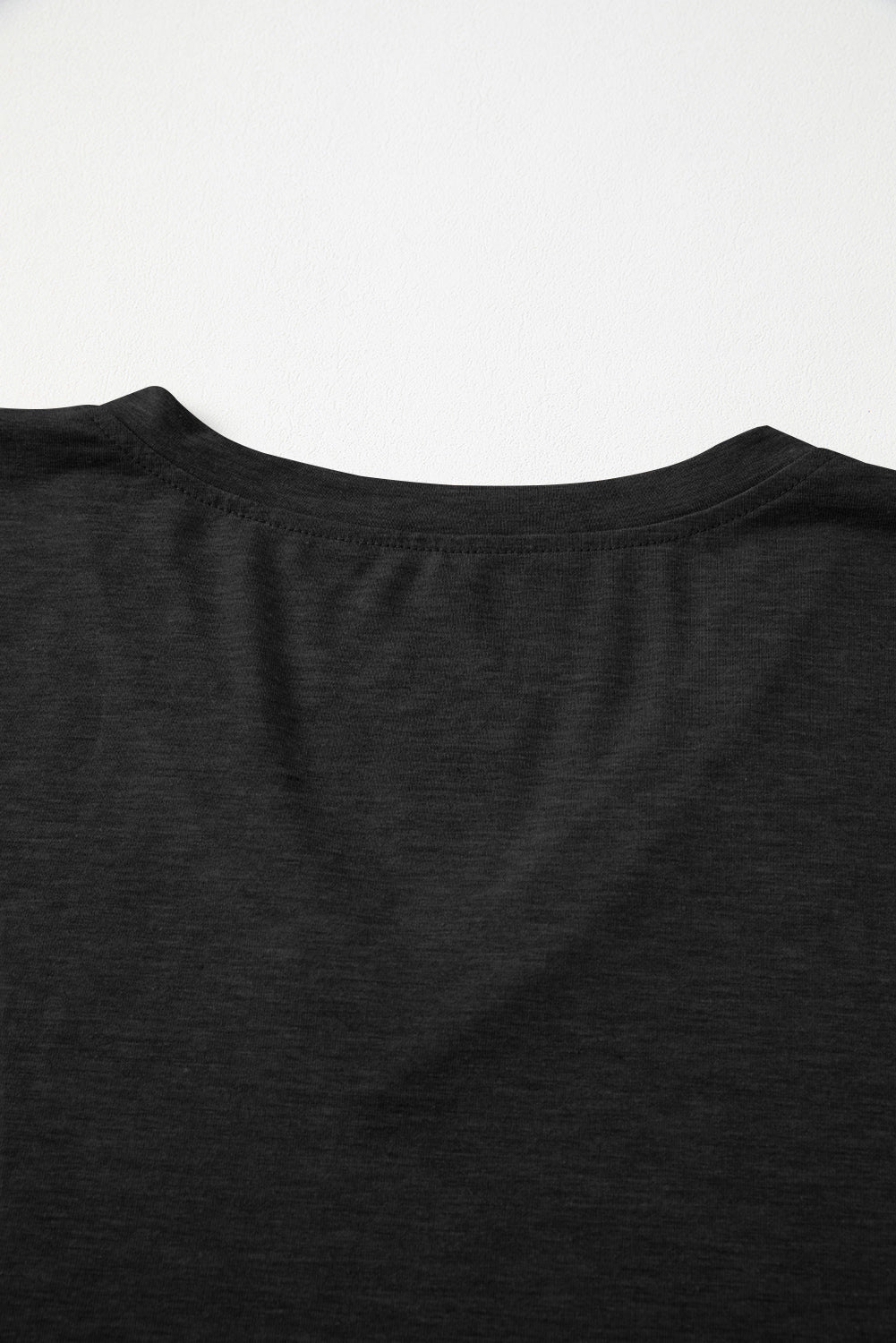 Black Plain V Neck Long Sleeve Top - MAD RUFFI