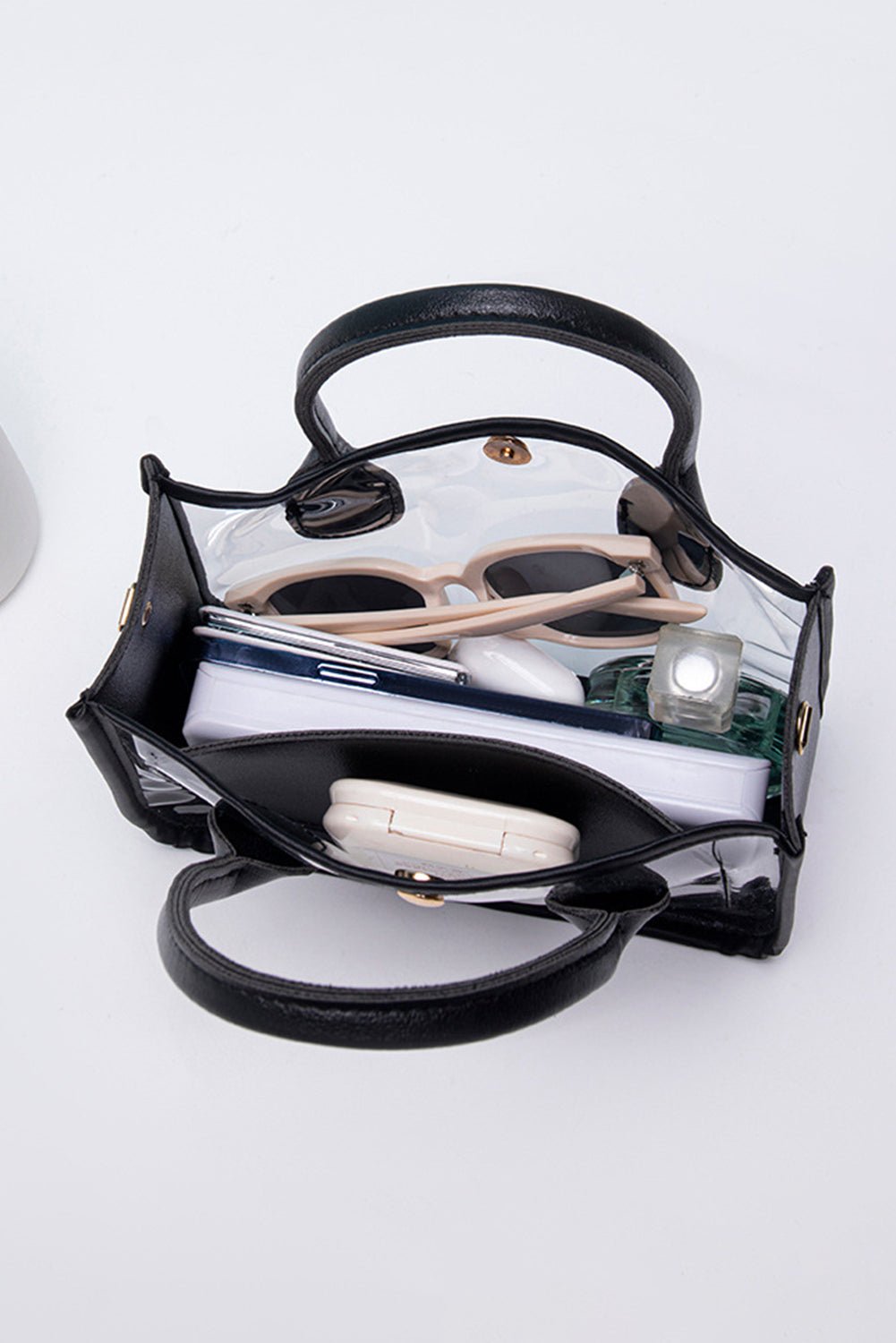 Black PVC PU Leather Chain Strap Clear Shoulder Bag - MAD RUFFI