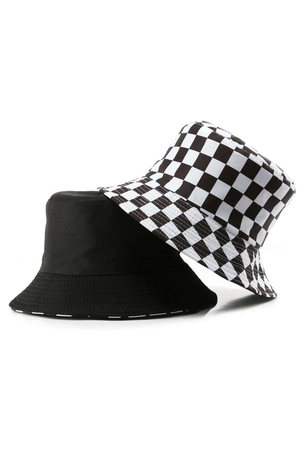 Black Reversible Checkered Bucket Hat - MAD RUFFI