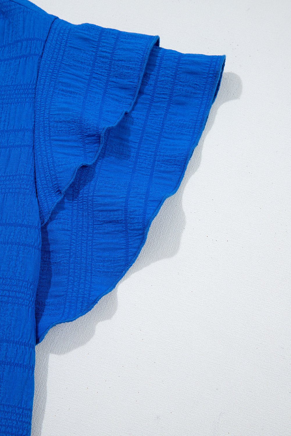 Black Ruffle Sleeve Textured Shirred Blouse - MAD RUFFI