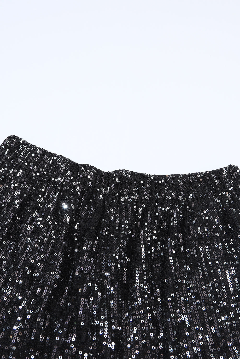 Black Sequin Straight Leg High Waist Casual Shorts - MAD RUFFI