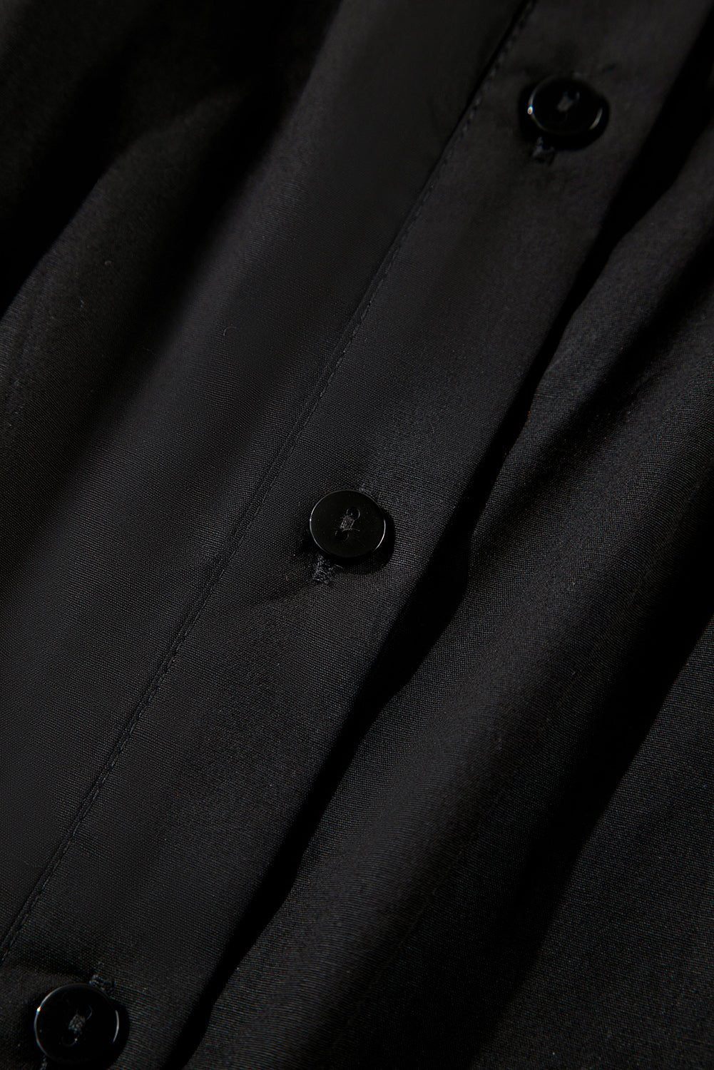 Black Solid Color Puff Sleeve Stylish Collared Shirt - MAD RUFFI