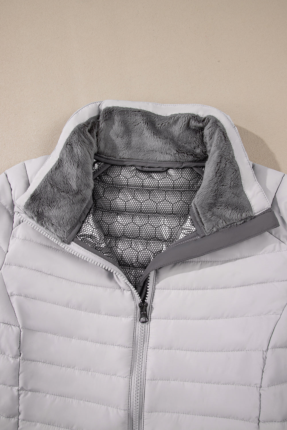 Black Solid Color Quilted Zip-up Puffer Jacket - MAD RUFFI