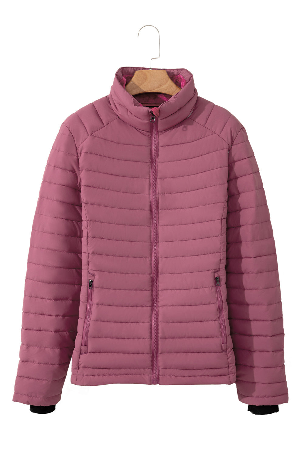 Black Solid Color Quilted Zip-up Puffer Jacket - MAD RUFFI